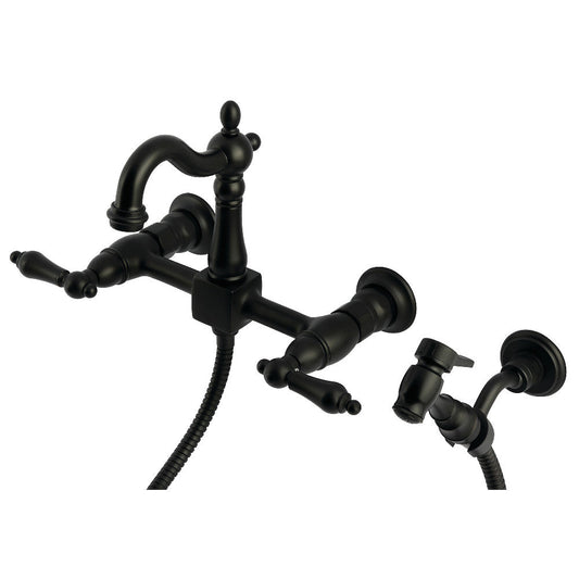 Heritage Wall Mount Kitchen Faucet in Matte Black
