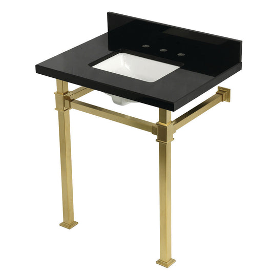 Monarch 30 Inch Console Sink in Brushed Brass