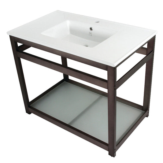 Quadras 37.38 Inch Console Sink in White