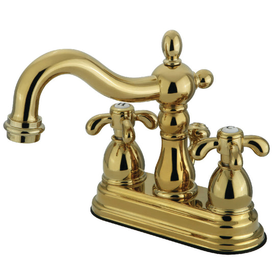 French Country 4 Inch Centerset Bathroom Faucet in Polished Brass