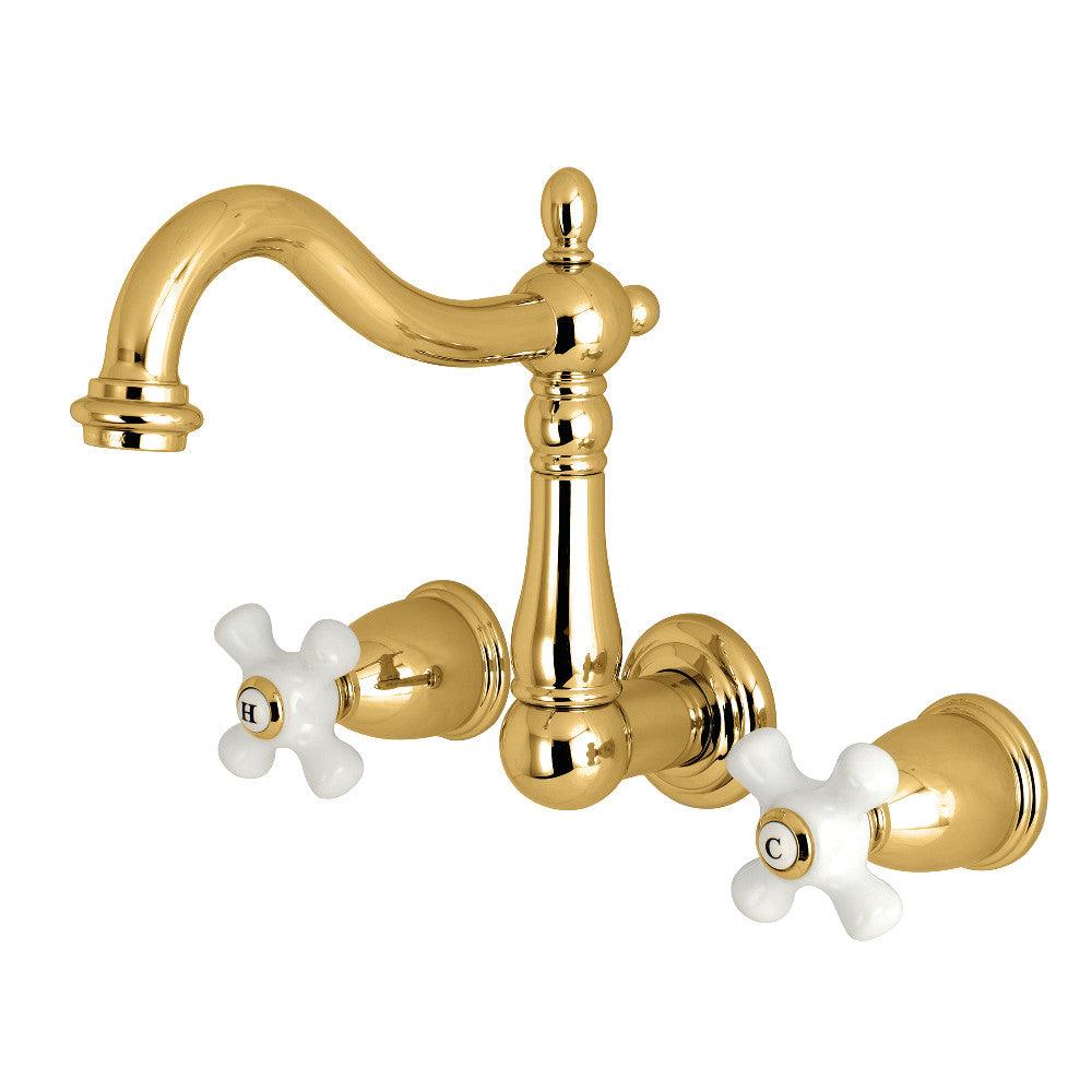 Heritage Wall-Mount Bathroom Faucet in Polished Brass