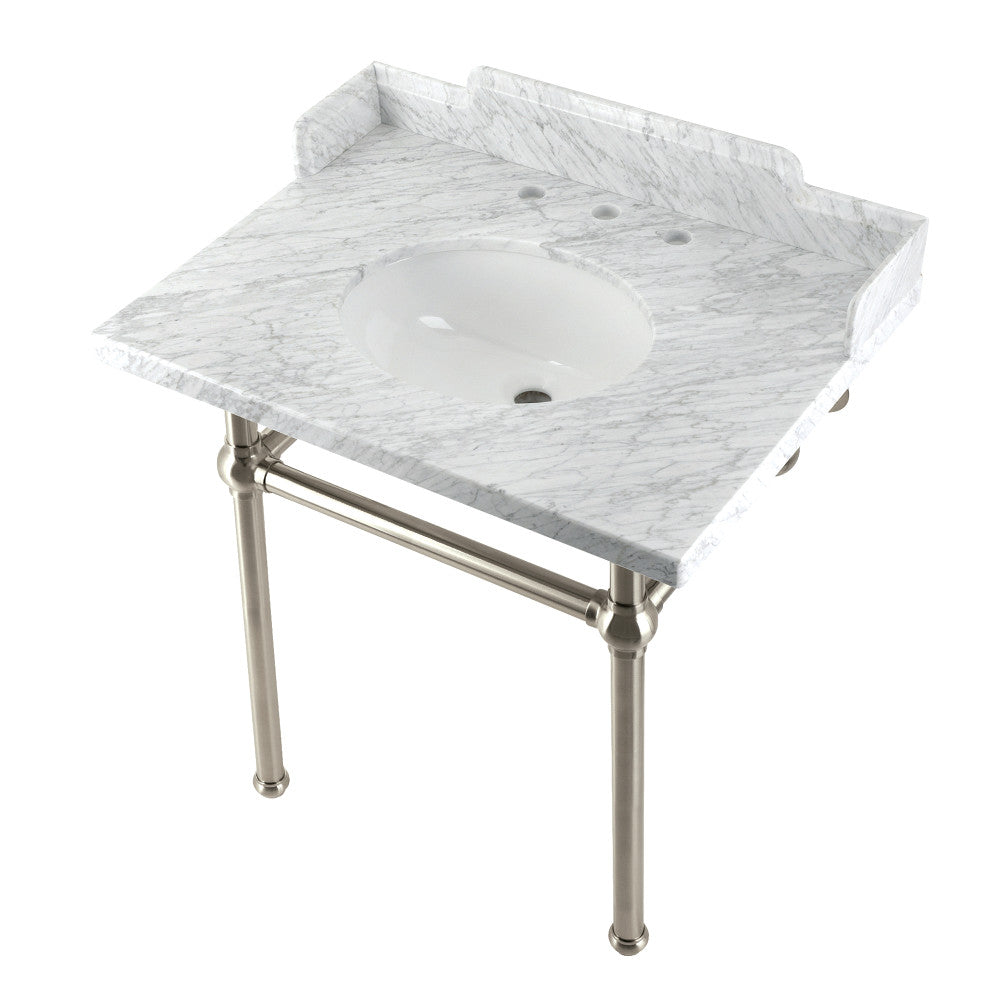 Pemberton 30 Inch Console Sink in Carrara Marble
