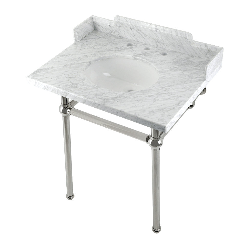 Pemberton 30 Inch Console Sink in Carrara Marble