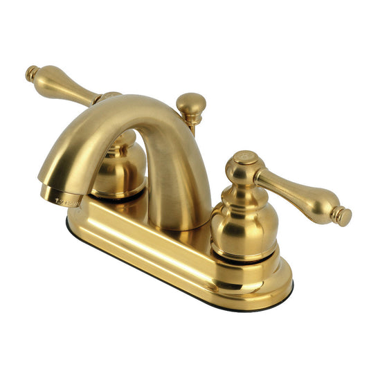 Restoration 4 Inch Centerset Bathroom Faucet in Brushed Brass