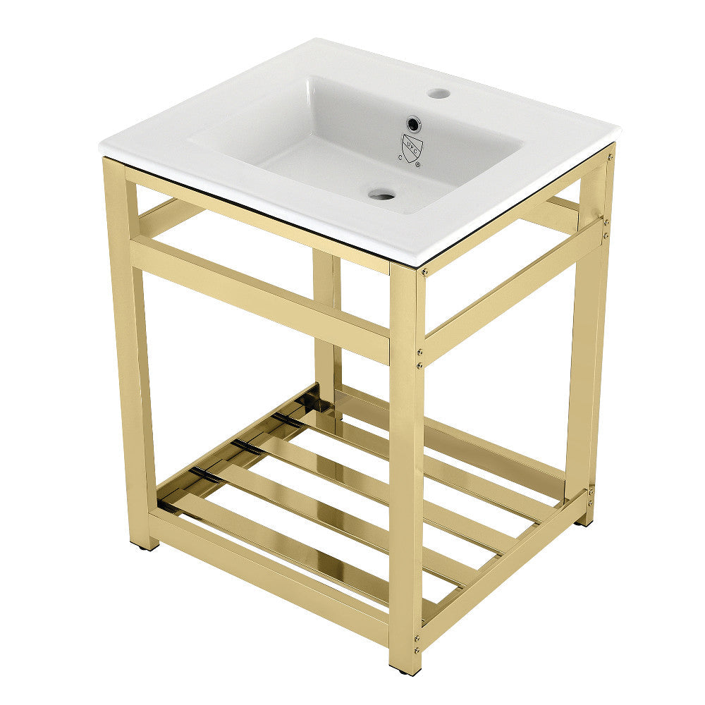 Quadras 25.19 Inch Console Sink in White