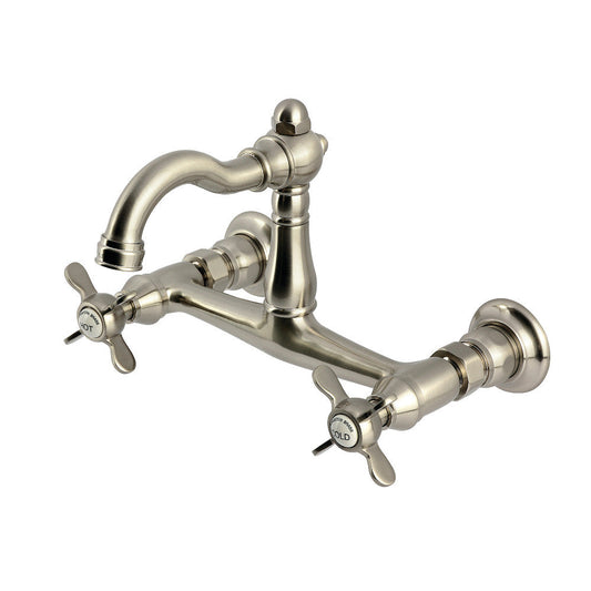 Vintage Wall Mount Kitchen Faucet in Brushed Nickel