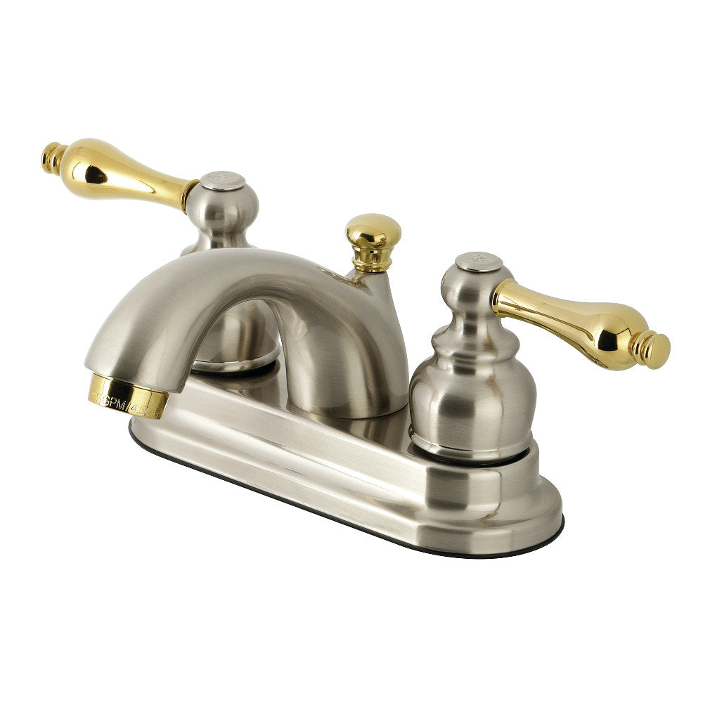 Vintage 4 Inch Centerset Bathroom Faucet in Brushed Nickel/Polished Brass