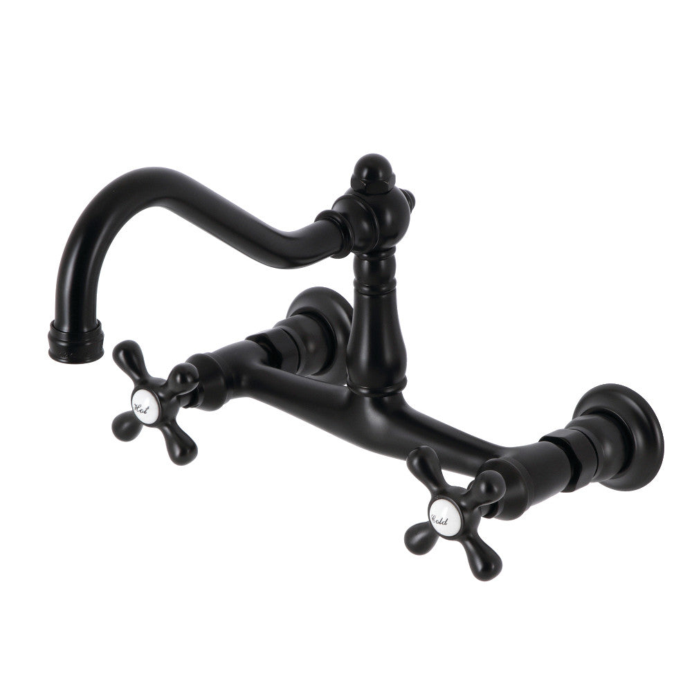 Vintage Wall-Mount Bathroom Faucet in Matte Black