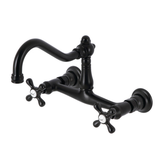 Vintage Wall-Mount Bathroom Faucet in Matte Black