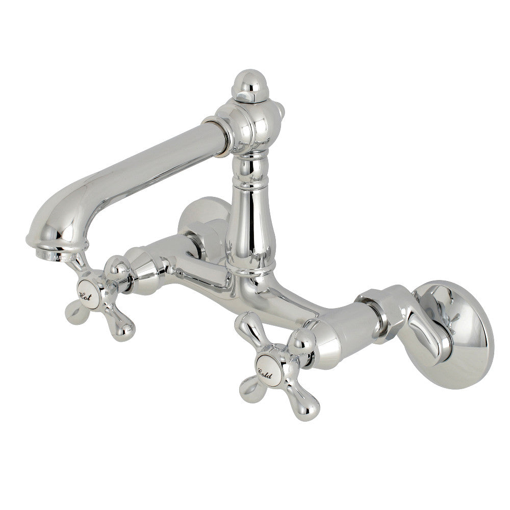 English Country Wall Mount Kitchen Faucet in Polished Chrome