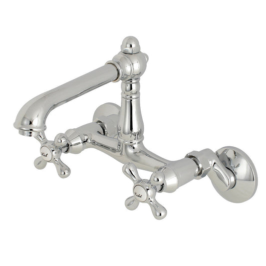English Country Wall Mount Kitchen Faucet in Polished Chrome