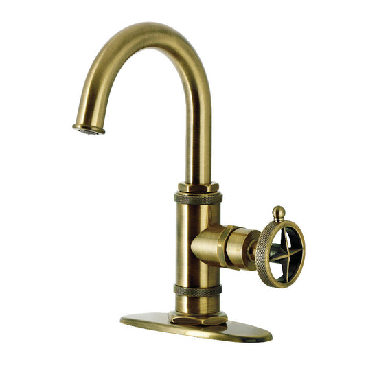 Levante Single-Hole Bathroom Faucet in Antique Brass