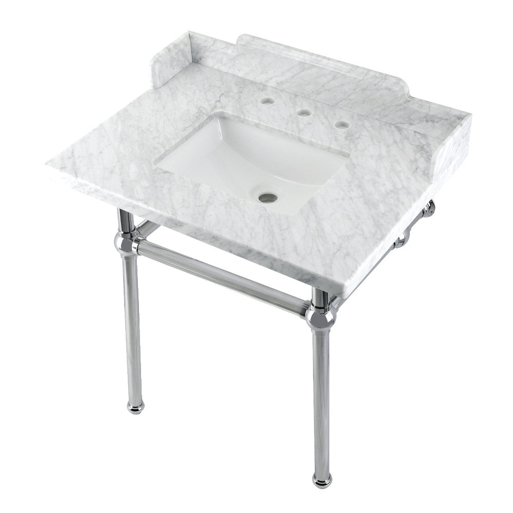 Pemberton 30 Inch Console Sink in Carrara Marble