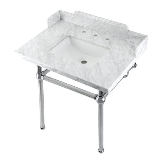 Pemberton 30 Inch Console Sink in Carrara Marble