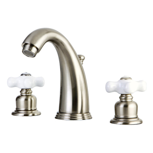 English Country Widespread Bathroom Faucet in Brushed Nickel