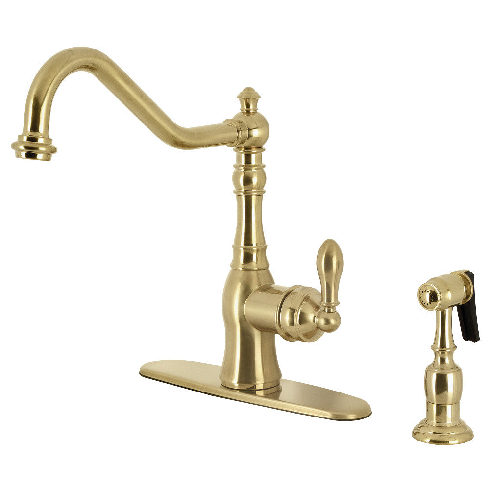 American Classic One Handle Kitchen Faucet in Brushed Brass