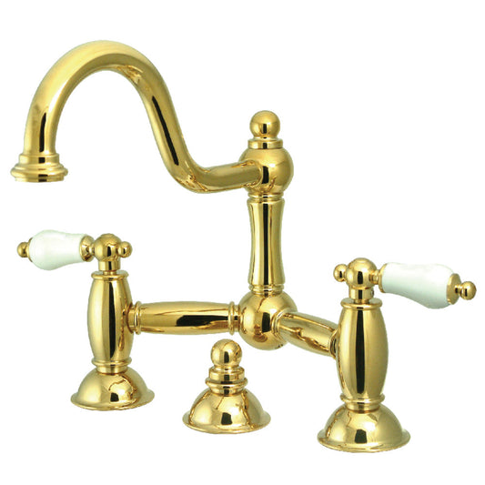 Restoration Bridge Bathroom Faucet in Polished Brass