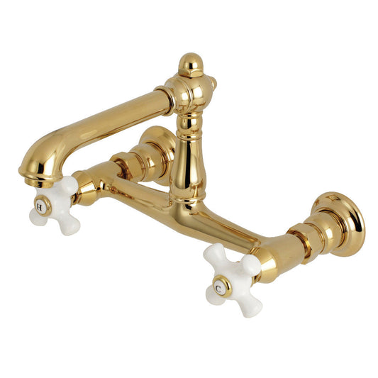 English Country Wall-Mount Bathroom Faucet in Polished Brass