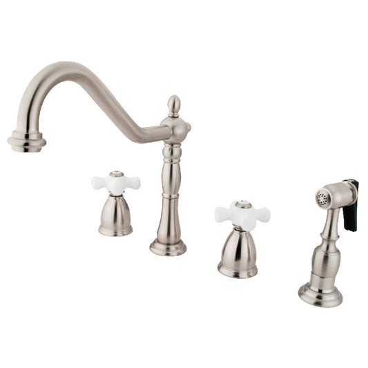 Heritage Widespread Kitchen Faucet in Brushed Nickel