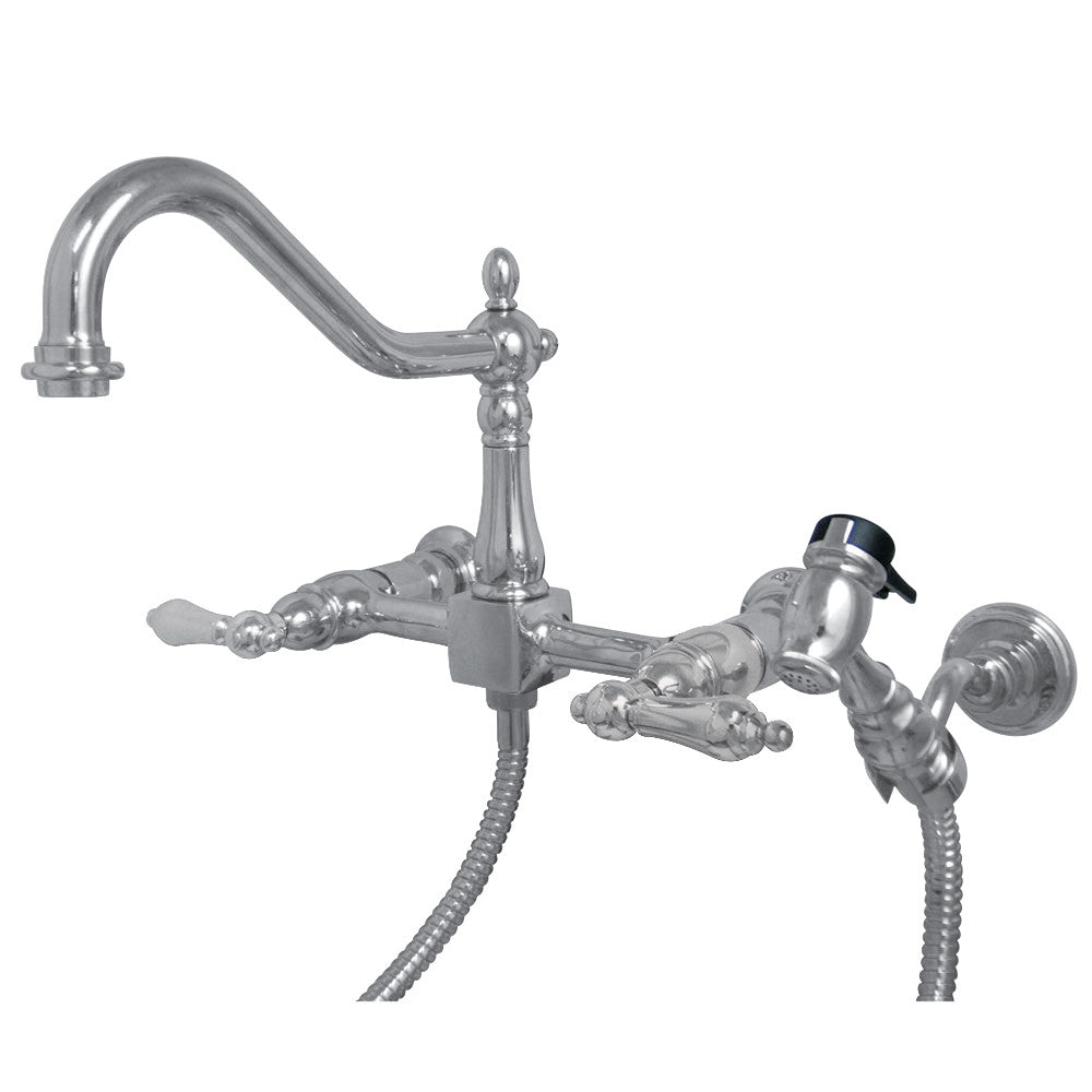 Heritage Wall Mount Kitchen Faucet in Polished Chrome