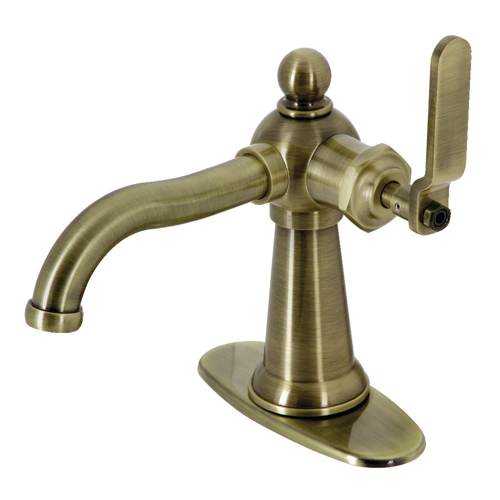 Knight Single-Hole Bathroom Faucet in Antique Brass