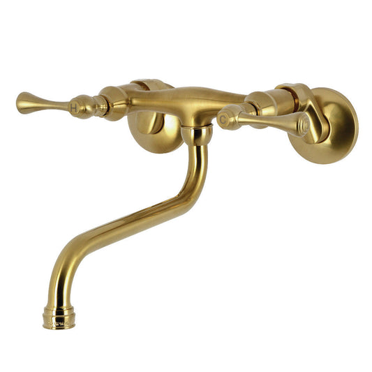 Kingston Wall-Mount Bathroom Faucet in Brushed Brass