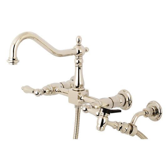 Heritage Wall Mount Kitchen Faucet in Polished Nickel