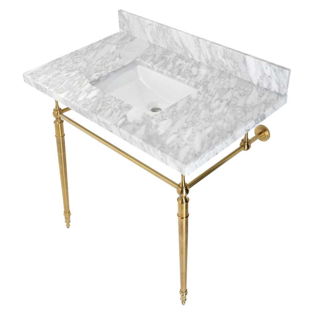 Edwardian 36 Inch Console Sink in Carrara Marble