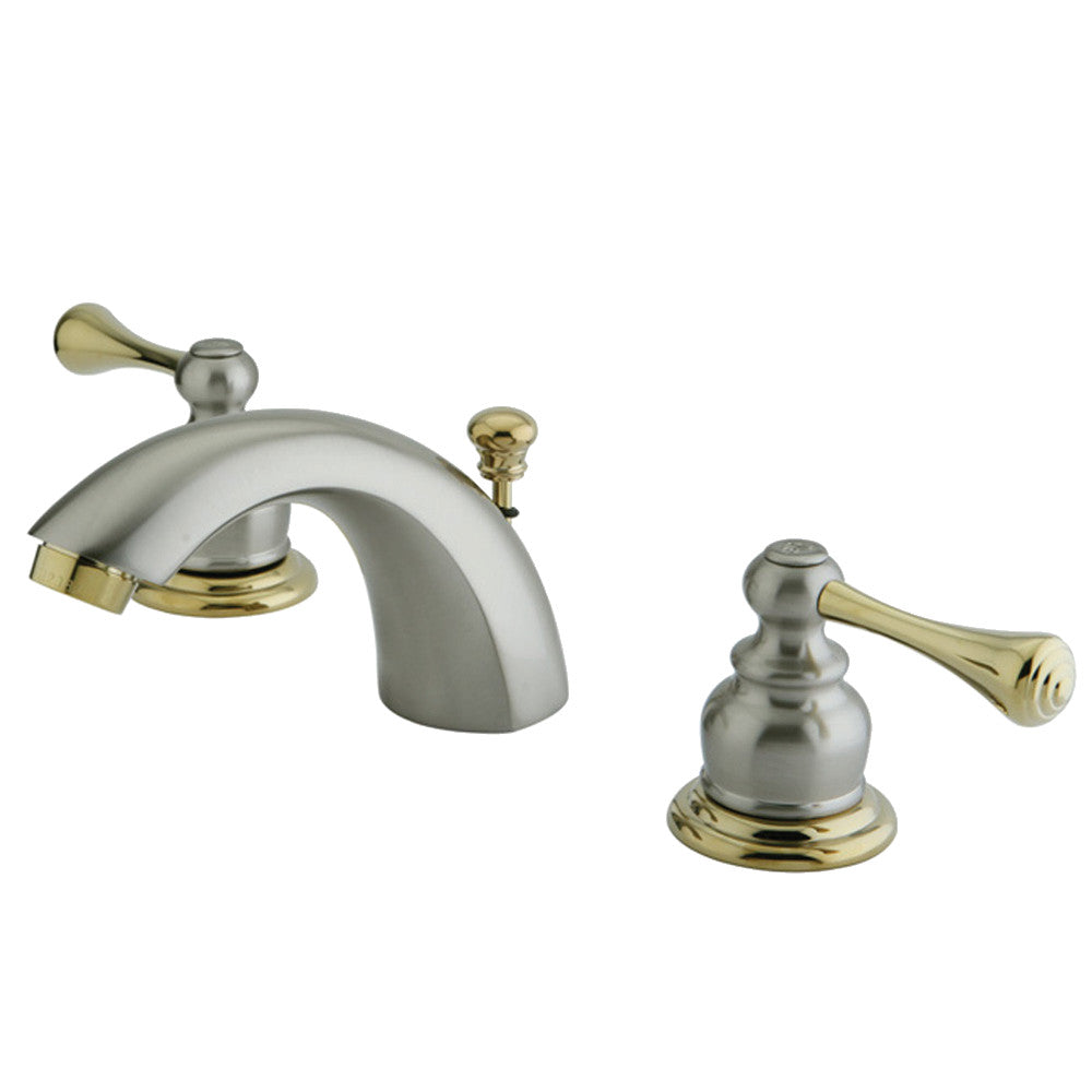 Vintage Mini-Widespread Bathroom Faucet in Brushed Nickel/Polished Brass