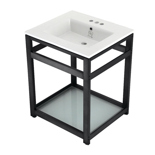 Quadras 25.19 Inch Console Sink in White