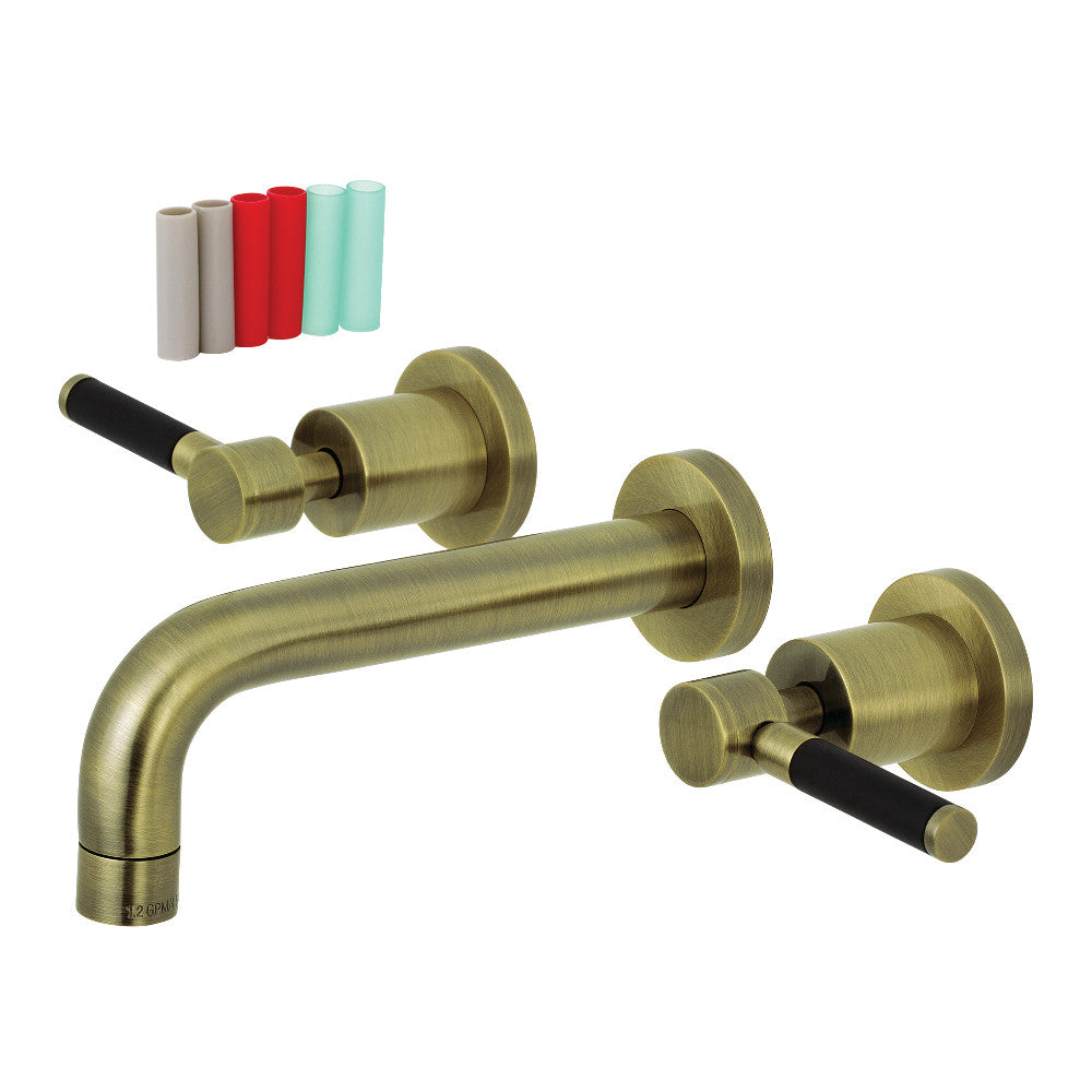 Kaiser Wall-Mount Bathroom Faucet in Antique Brass