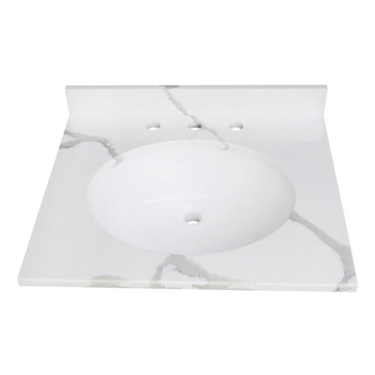 Norbiton 25 Inch Vanity Sink Top in Carrara Marble