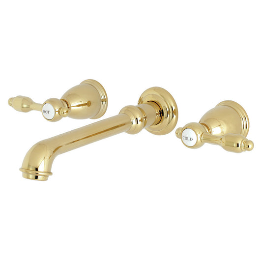 Tudor Wall-Mount Bathroom Faucet in Polished Brass