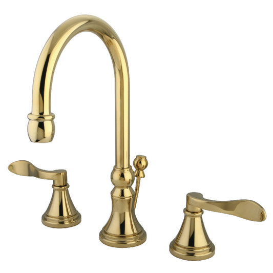 NuFrench Widespread Bathroom Faucet in Polished Brass