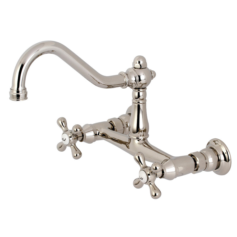 Vintage Wall-Mount Bathroom Faucet in Polished Nickel