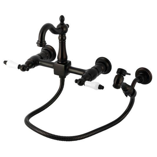Heritage Wall Mount Kitchen Faucet in Oil Rubbed Bronze