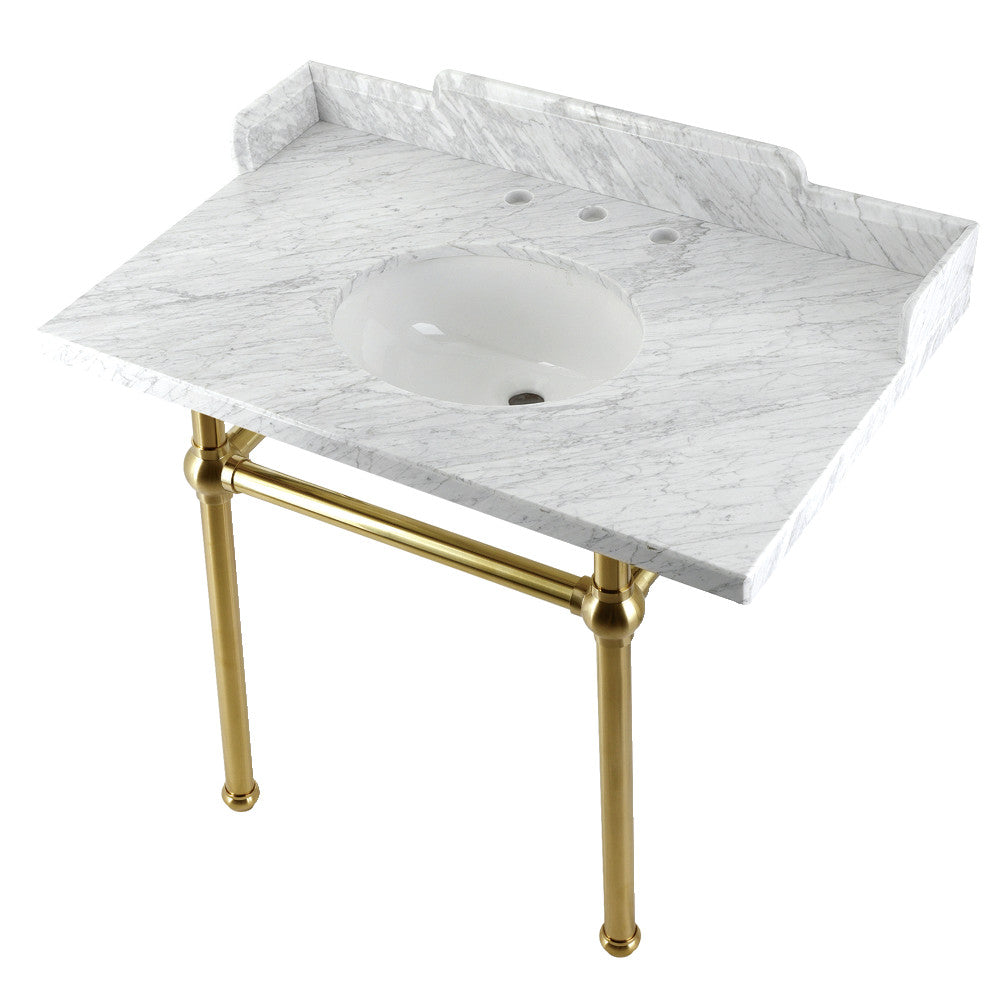 Pemberton 36 Inch Console Sink in Carrara Marble