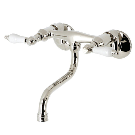 Kingston Wall-Mount Bathroom Faucet in Polished Nickel