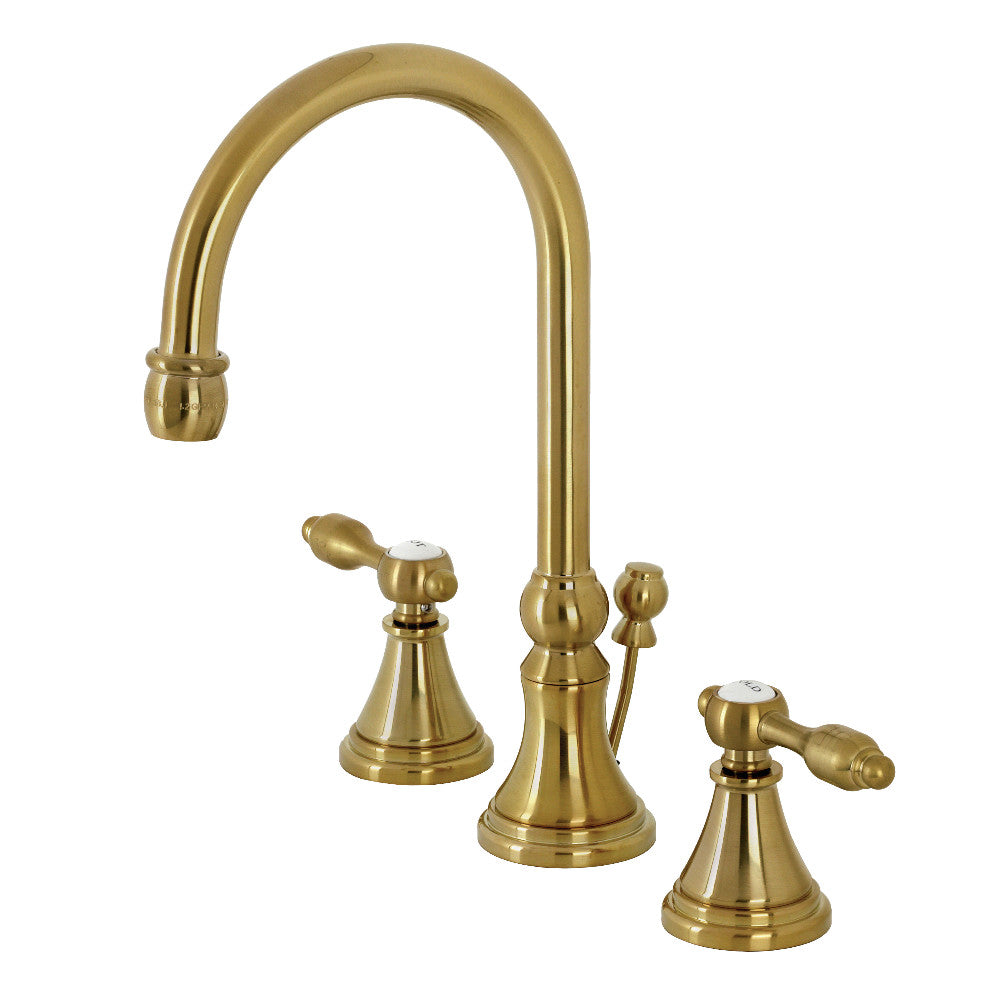 Tudor Widespread Bathroom Faucet in Brushed Brass
