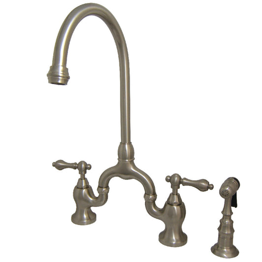 English Country Bridge Kitchen Faucet in Brushed Nickel