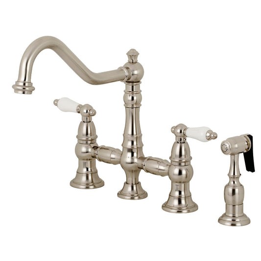 Restoration Bridge Kitchen Faucet in Brushed Nickel