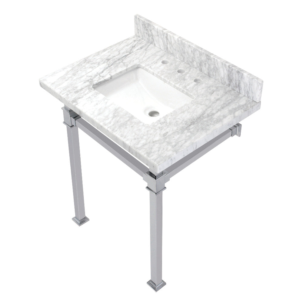Monarch 30 Inch Console Sink in Carrara Marble