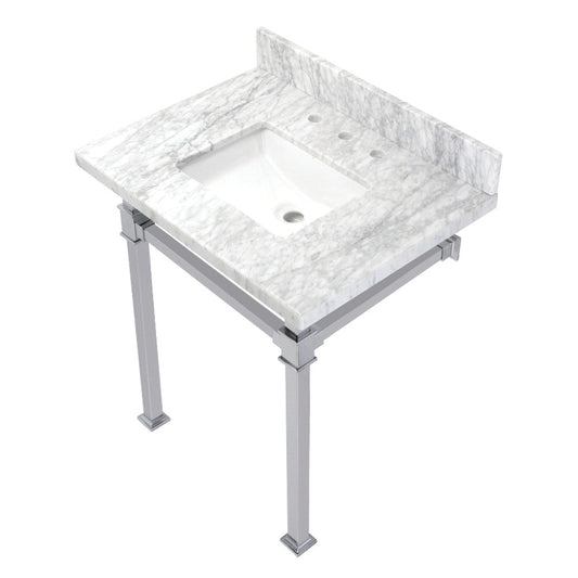 Monarch 30 Inch Console Sink in Carrara Marble