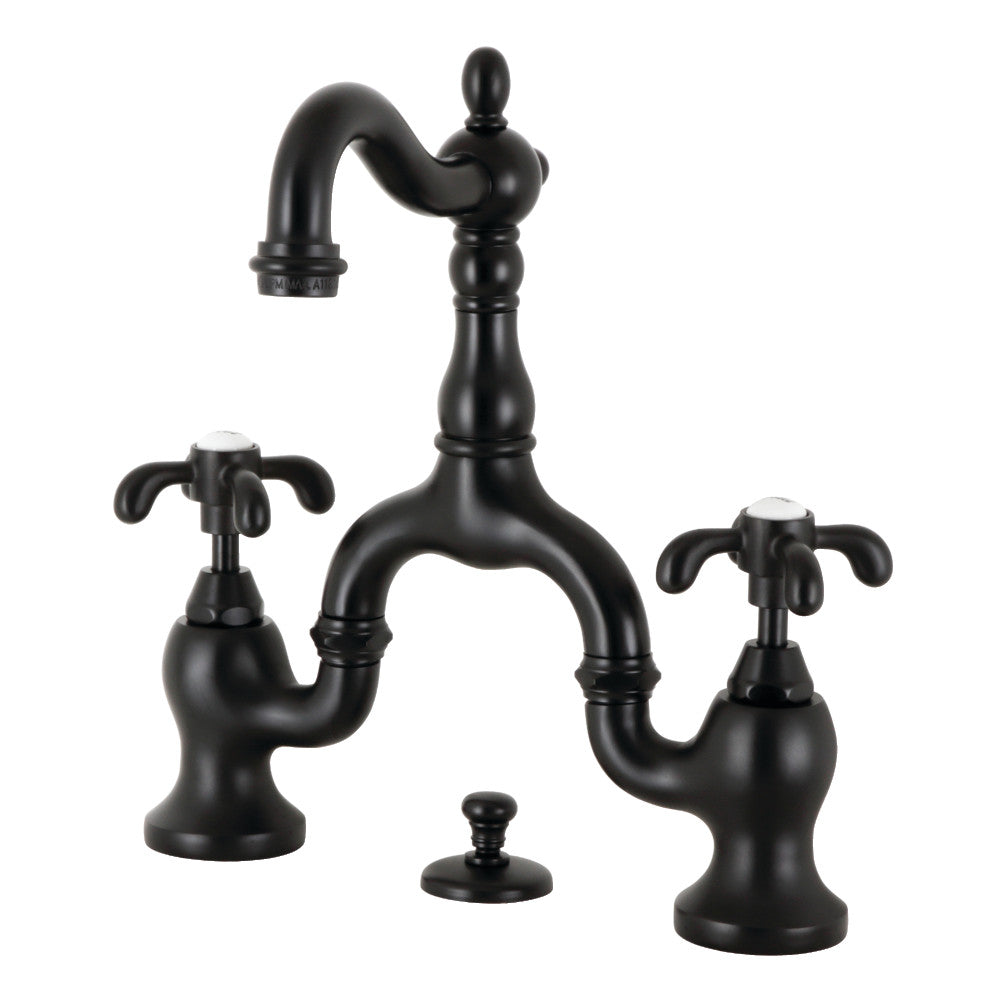 French Country Bridge Bathroom Faucet in Matte Black