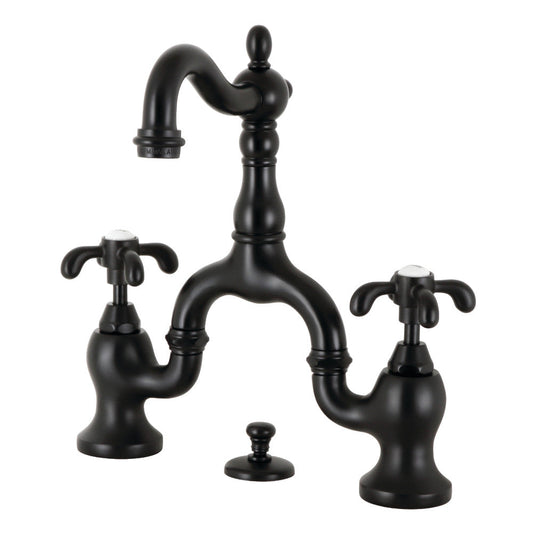 French Country Bridge Bathroom Faucet in Matte Black
