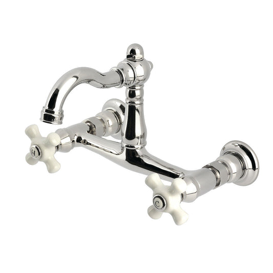 Vintage Wall Mount Kitchen Faucet in Polished Nickel