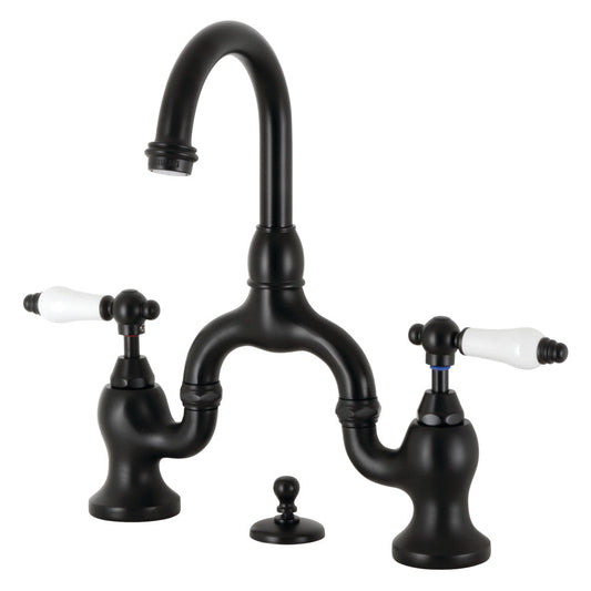 English Country Bridge Bathroom Faucet in Matte Black