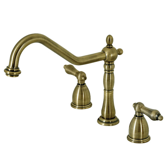 Heritage Widespread Kitchen Faucet in Antique Brass