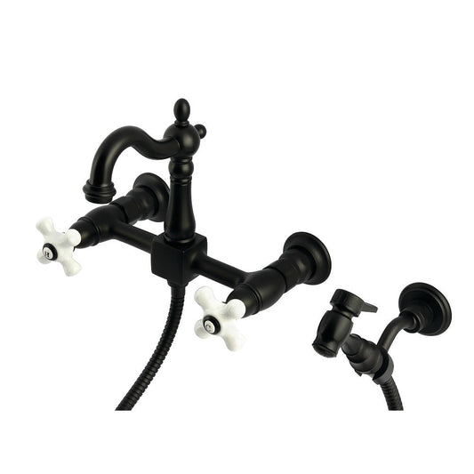 Heritage Wall Mount Kitchen Faucet in Matte Black