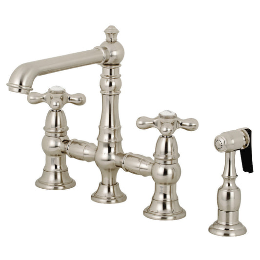 English Country Bridge Kitchen Faucet in Brushed Nickel